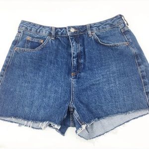 Topshop MOTO Mom Denim Frayed Hem Size 10